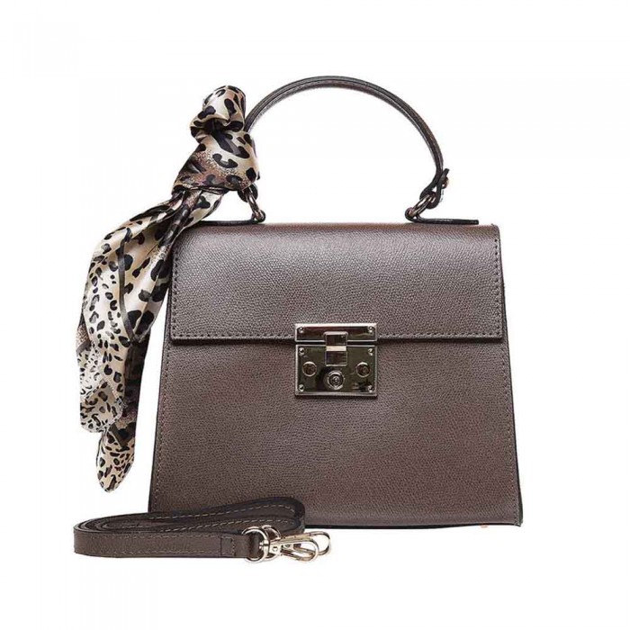 Geanta Grej cu esarfa Piele Naturala - Eline