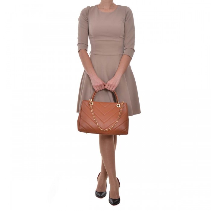 Geanta Dama Piele Naturala Maro Deschis Helen