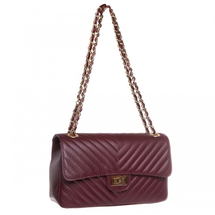 Geanta de Umar cu aspect matlasat Piele Bordo - Menia