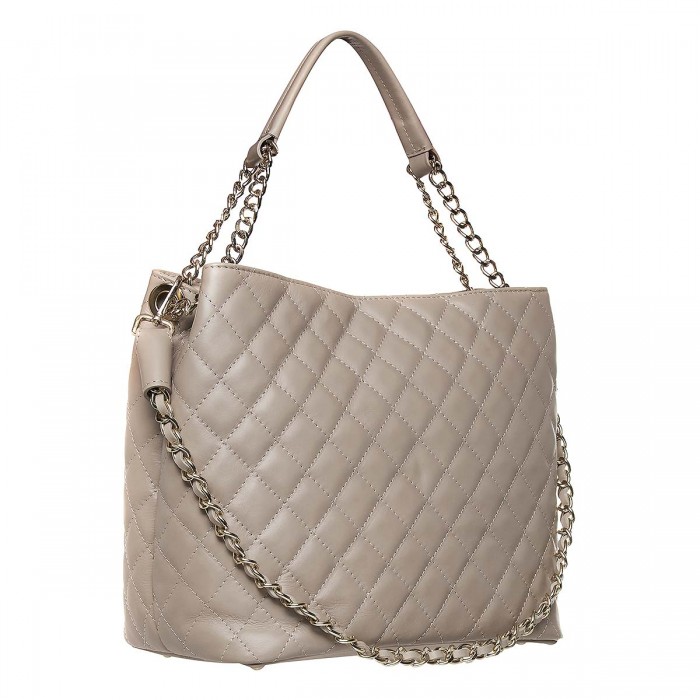 Geanta Dama Piele Naturala Matlasata Nude Inchis - Cloe