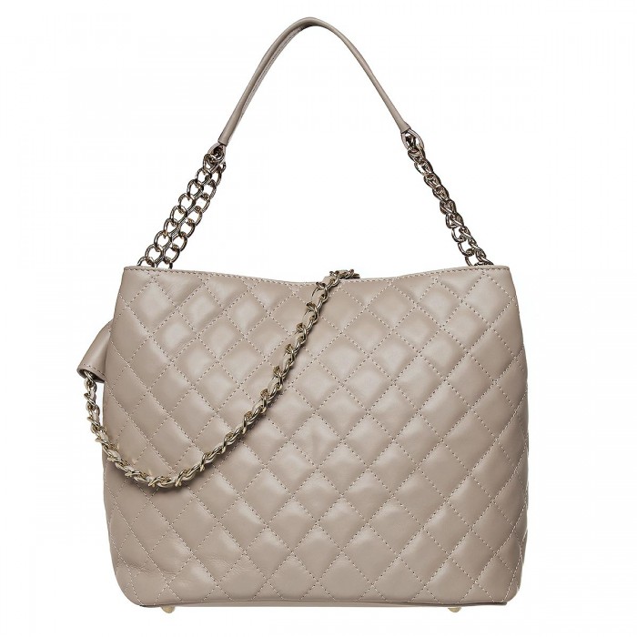 Geanta Dama Piele Naturala Matlasata Nude Inchis - Cloe