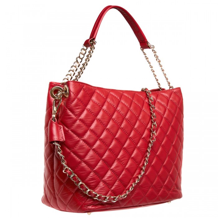 Geanta Dama Piele Naturala Matlasata Rosie - Cloe