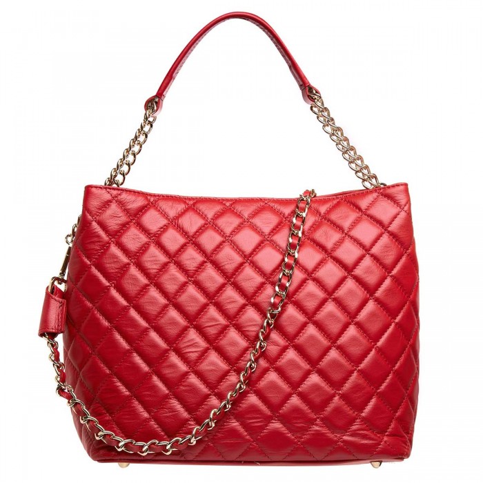 Geanta Dama Piele Naturala Matlasata Rosie - Cloe