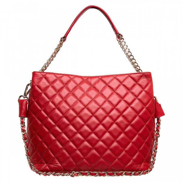 Geanta Dama Piele Naturala Matlasata Rosie - Cloe