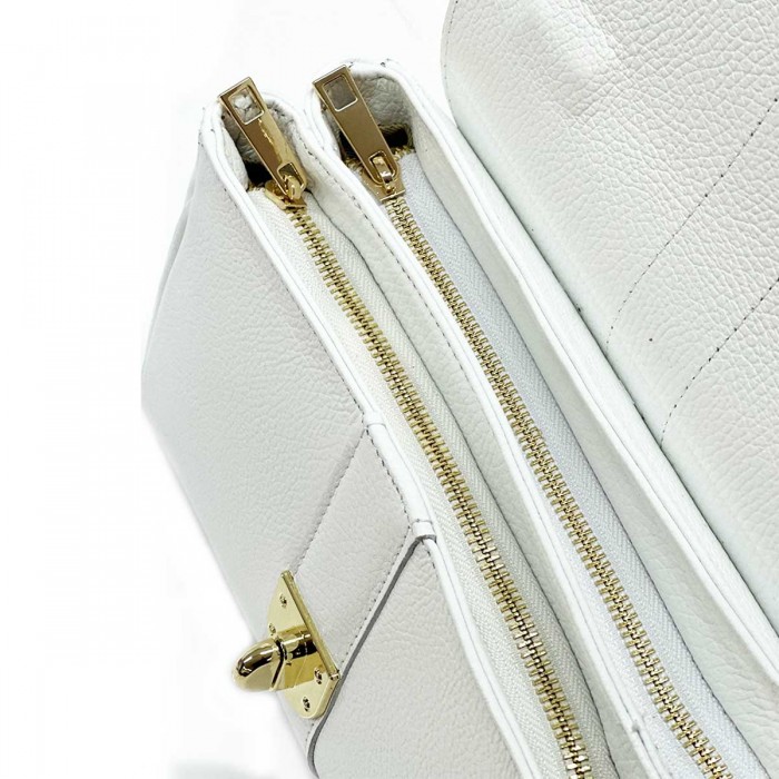 Geanta de mana Alba din Piele Naturala - Anais