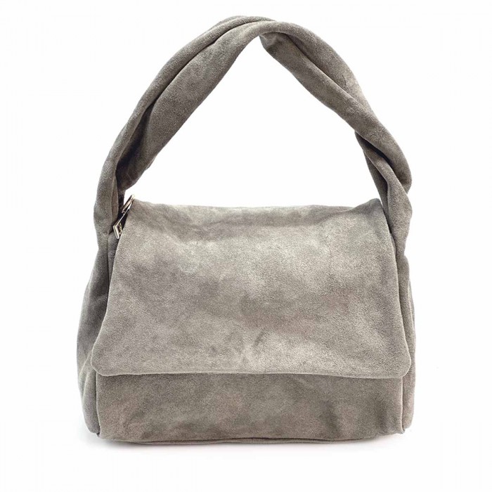 Geanta din Piele Intoarsa Gri Deschis - Orina