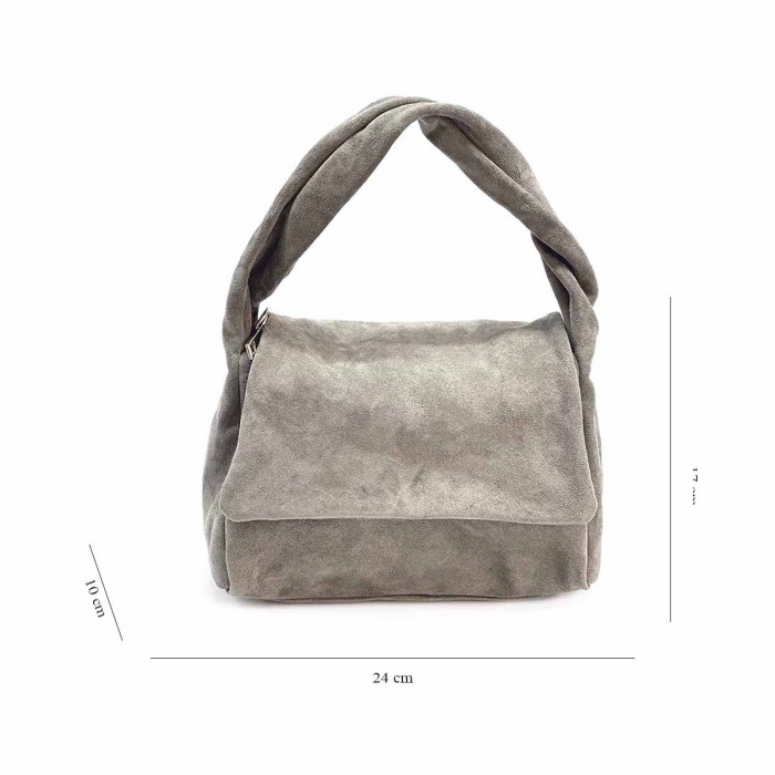 Geanta din Piele Intoarsa Gri Deschis - Orina