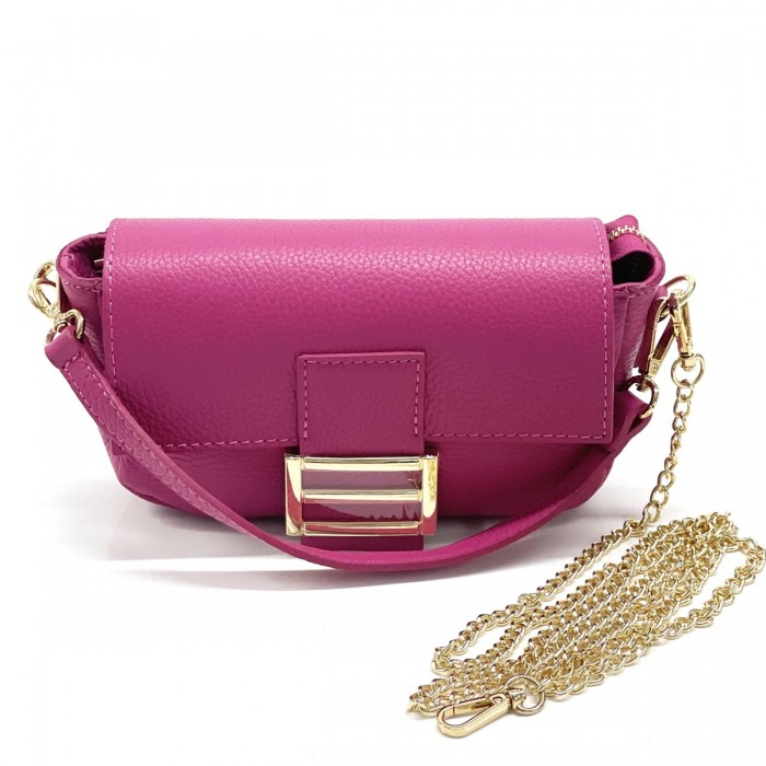 Geanta Dama Crossbody cu bareta lata Piele Fuchsia - Catlin