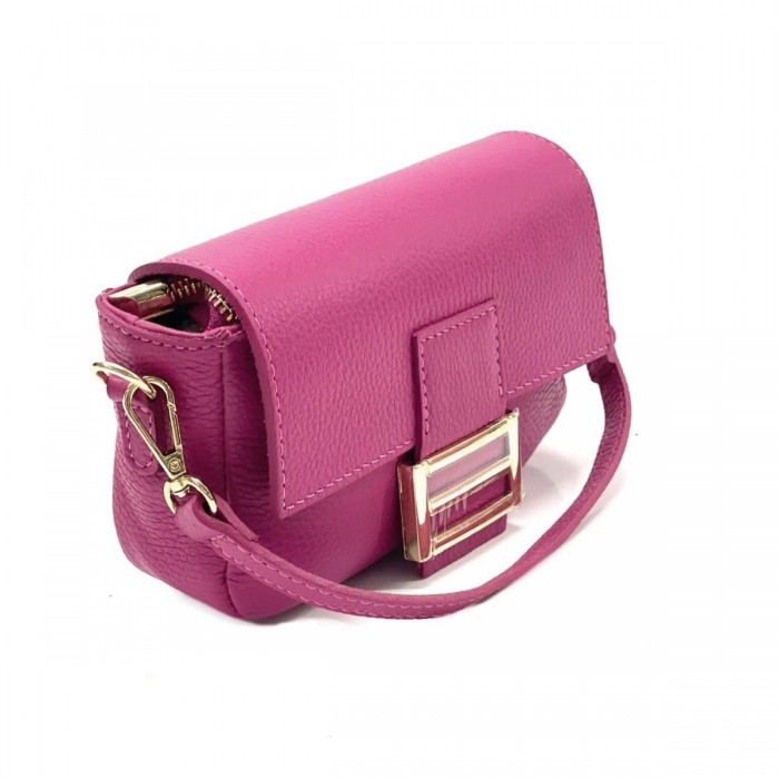 Geanta Dama Crossbody cu bareta lata Piele Fuchsia - Catlin