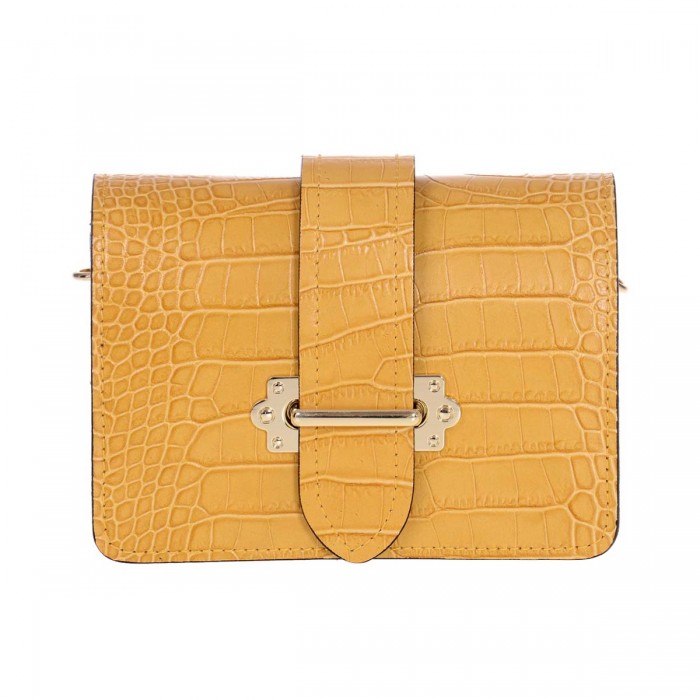 Geanta din Piele Naturala Galbena Briana