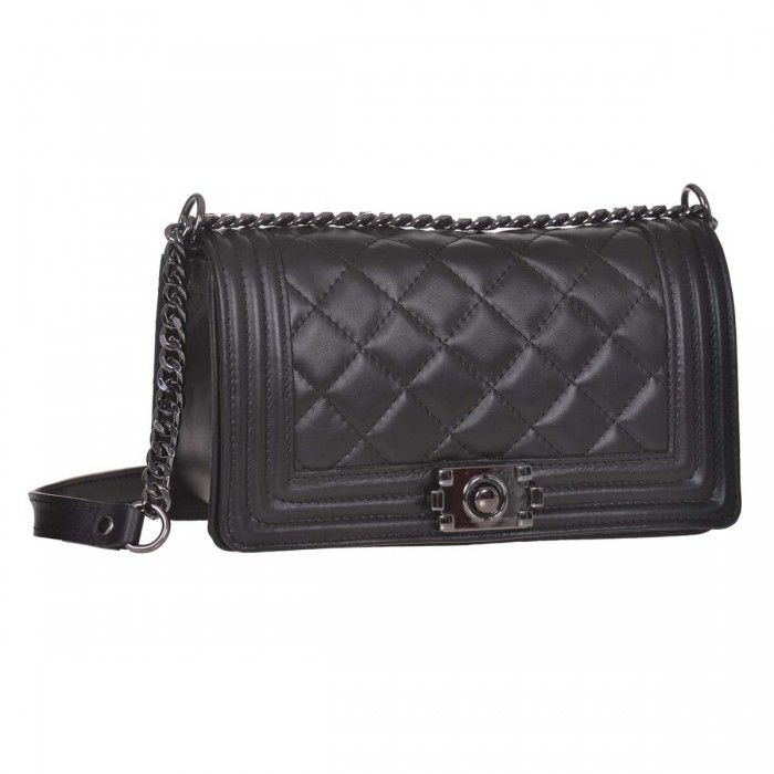 Geanta de umar din Piele Naturala Neagra - Luce