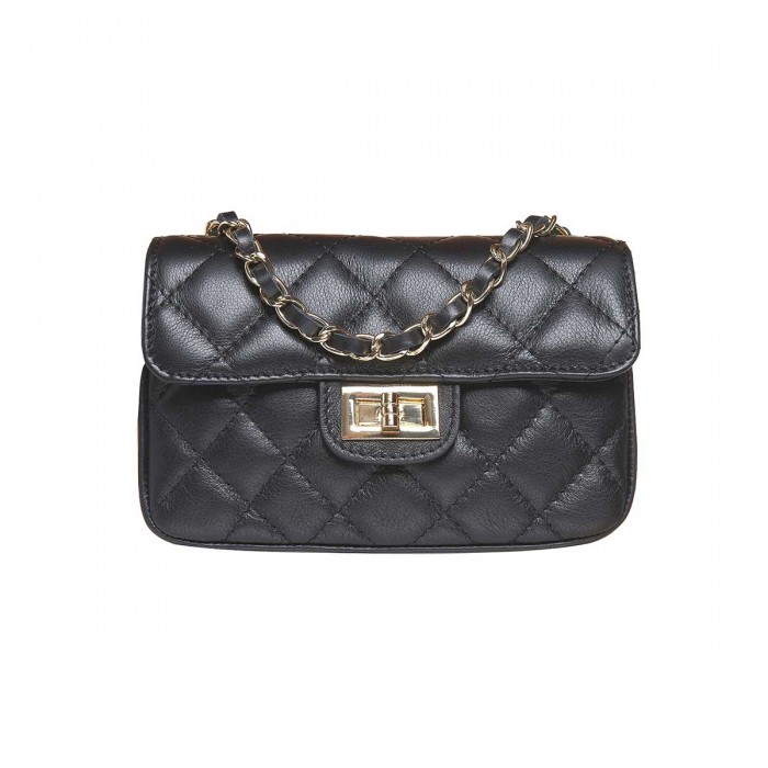 Geanta Mini din Piele Matlasata Neagra - Agnes