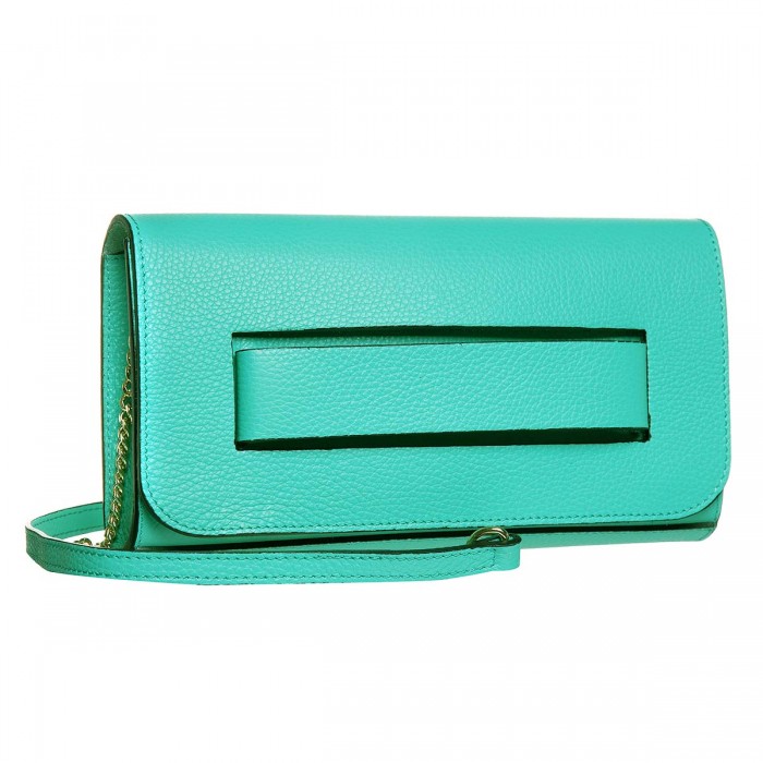 Geanta Plic din Piele Naturala Turquoise Nicola