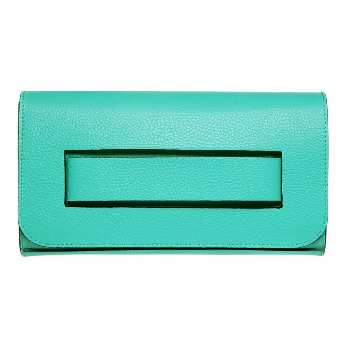 Geanta Plic din Piele Naturala Turquoise Nicola