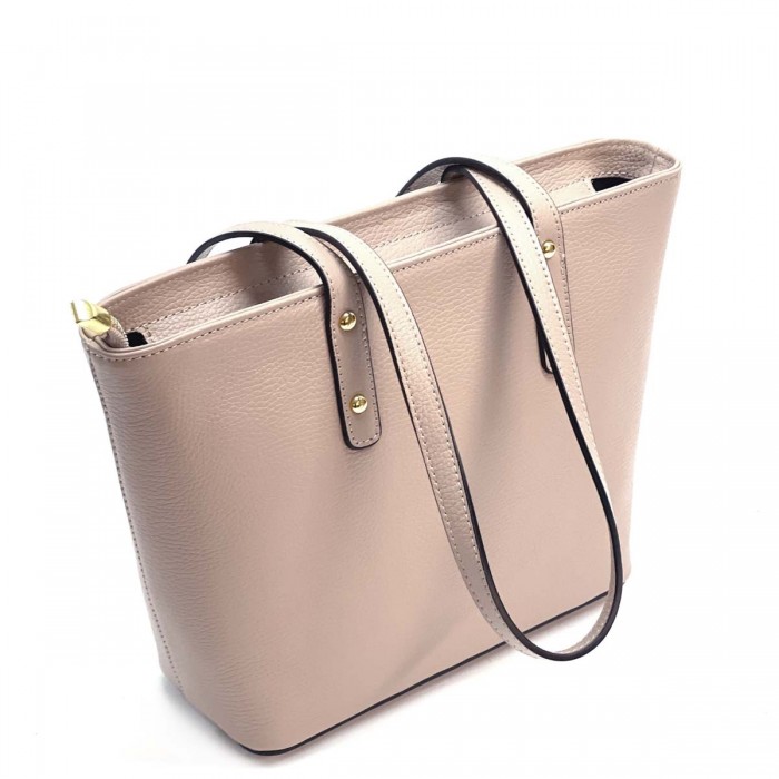 Geanta Shopper din Piele Nude Roze - Layal
