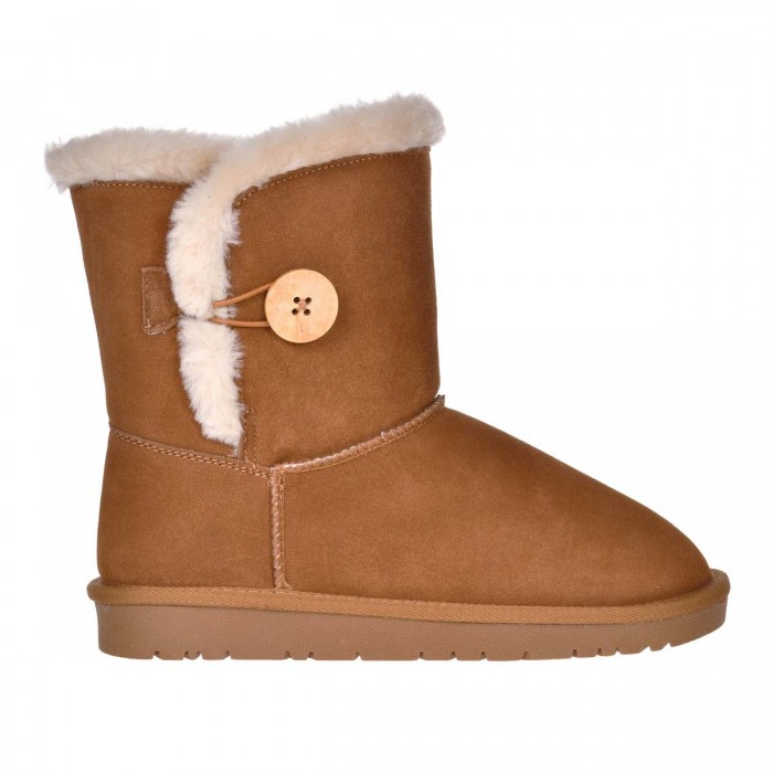 Ghete Imblanite din Piele Intoarsa Camel - Cod Malini