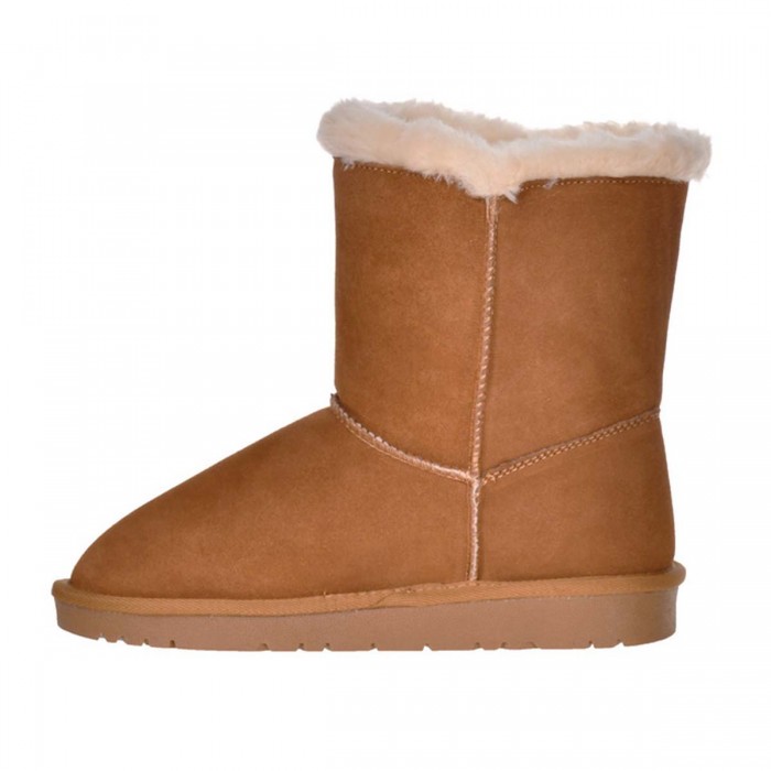 Ghete Imblanite din Piele Intoarsa Camel - Cod Malini