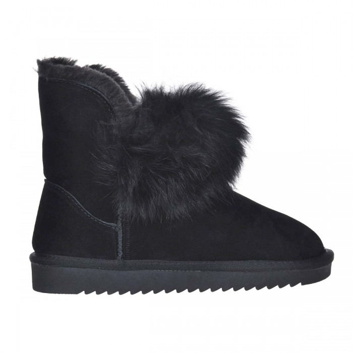 Ghete Imblanite din Piele Intoarsa Neagra - Cod Amira