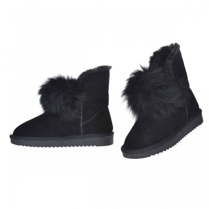 Ghete Imblanite din Piele Intoarsa Neagra - Cod Amira