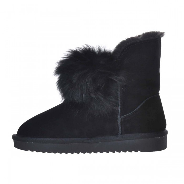 Ghete Imblanite din Piele Intoarsa Neagra - Cod Amira