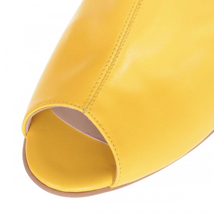 Saboti Dama Eleganti din Piele Naturala Galbena - Cod S627