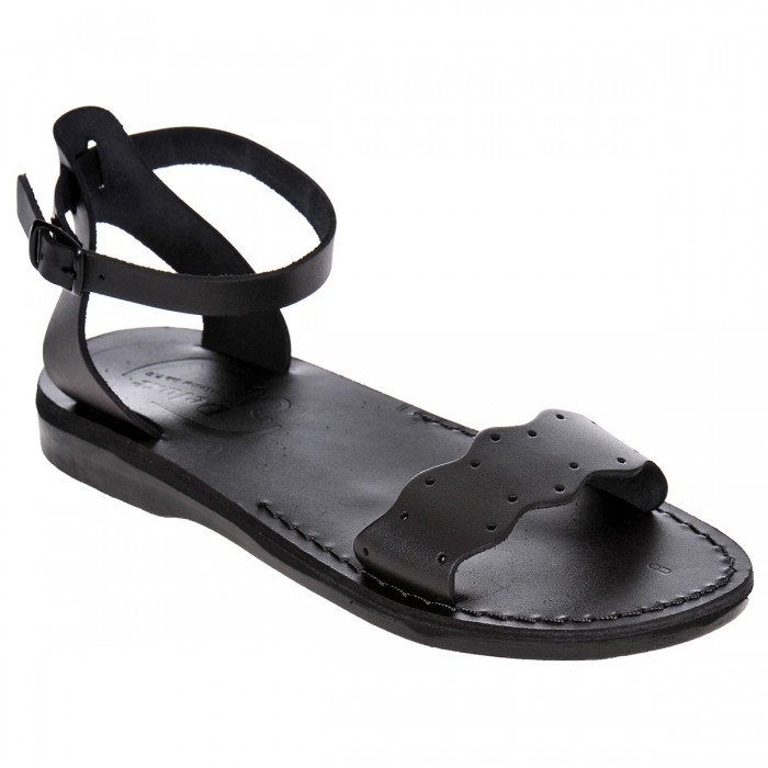 Sandale Romane din piele naturala Negra - Abeona
