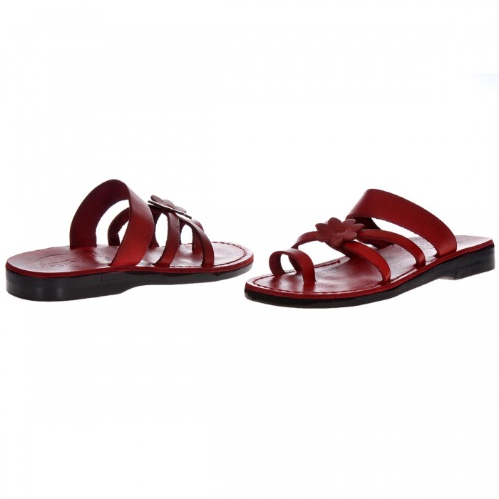 Sandale Romane din piele naturala Rosie - Flower