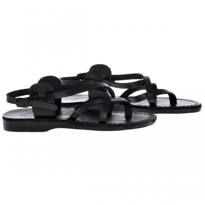 Sandale Romane Unisex din piele naturala Neagra - Nessy