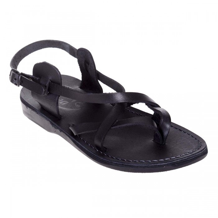 Sandale Romane Unisex din piele naturala Neagra - Nessy