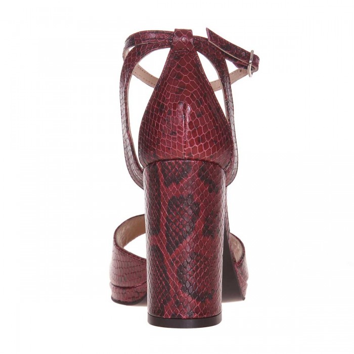 Sandale Dama Piele cu Imprimeu Sarpe Rosu - Cod N149