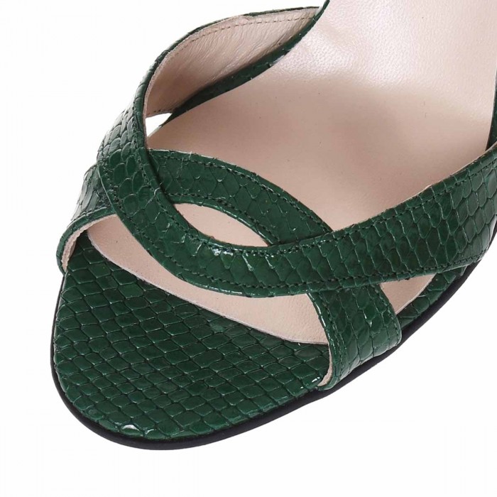 Sandale Dama Piele Naturala Imprimeu Sarpe Verde - Cod N156
