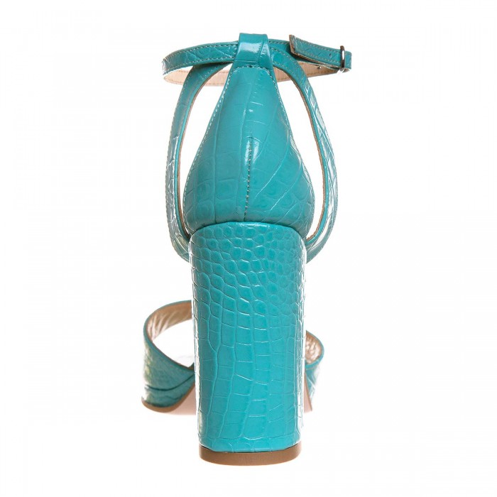 Sandale Dama Piele Naturala Croco Turquoise - Cod N162