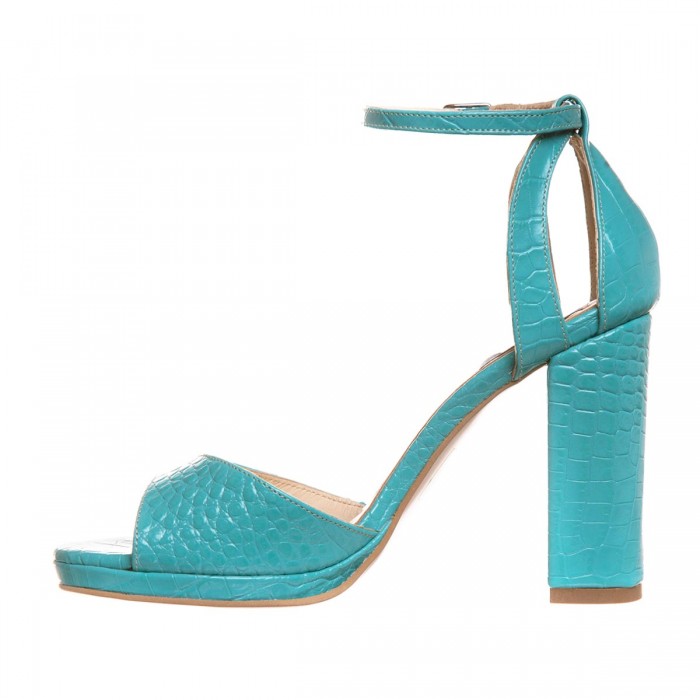 Sandale Dama Piele Naturala Croco Turquoise - Cod N162