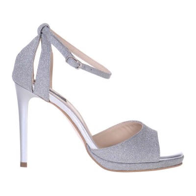 Sandale Dama Piele Naturala si Glitter Argintiu - Cod N138