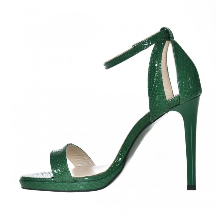 Sandale Dama Piele Naturala Imprimeu Sarpe Verde - Cod N153