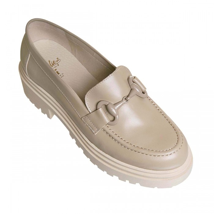 Pantofi Dama Loafers Piele Bej - Opali