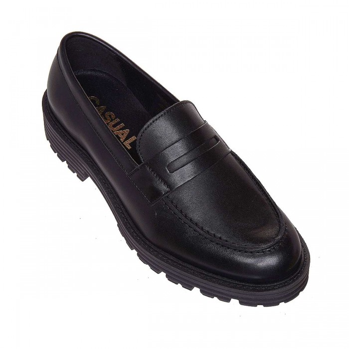 Pantofi Loafers Simple din Piele Neagra - Haza