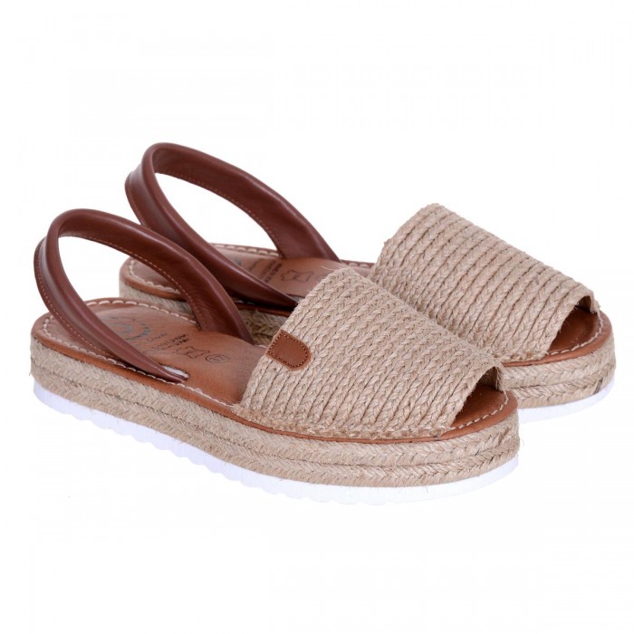 Sandale AVARCA din Iuta si Piele Naturala Maro - Havana