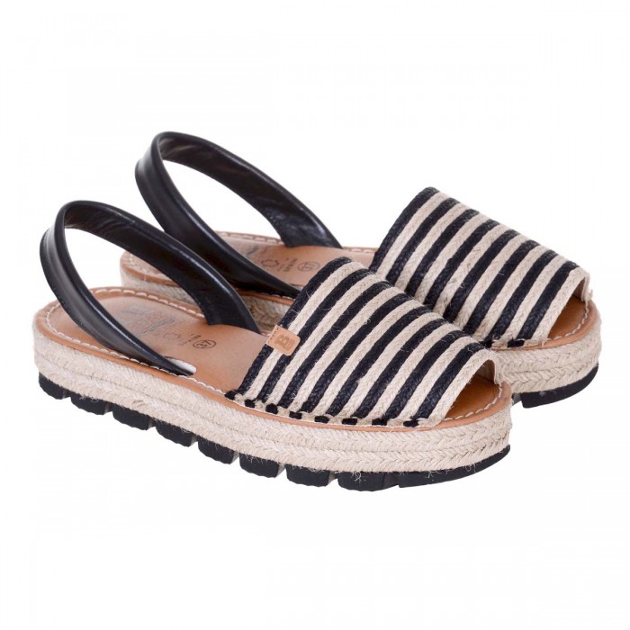 Sandale AVARCA din Iuta si Piele Naturala Neagra - Natalia