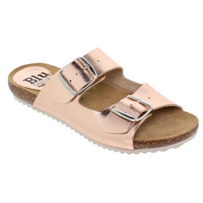 Sandale dama tip Papuc piele naturala metal roze - Tania