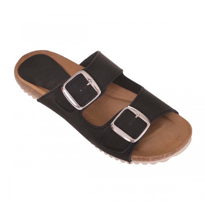 Sandale dama tip Papuc piele naturala neagra - Tania