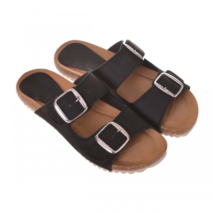 Sandale dama tip Papuc piele naturala neagra - Tania