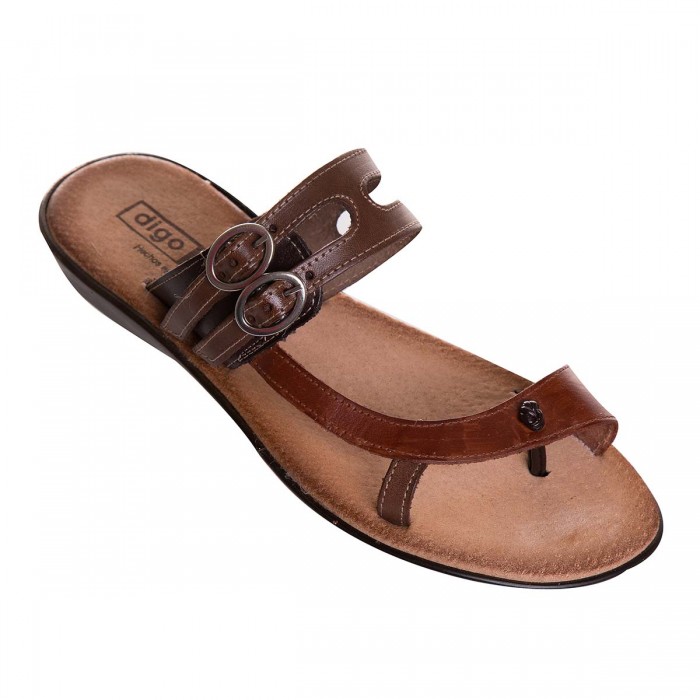 Sandale dama tip Papuc piele naturala maro - Raina