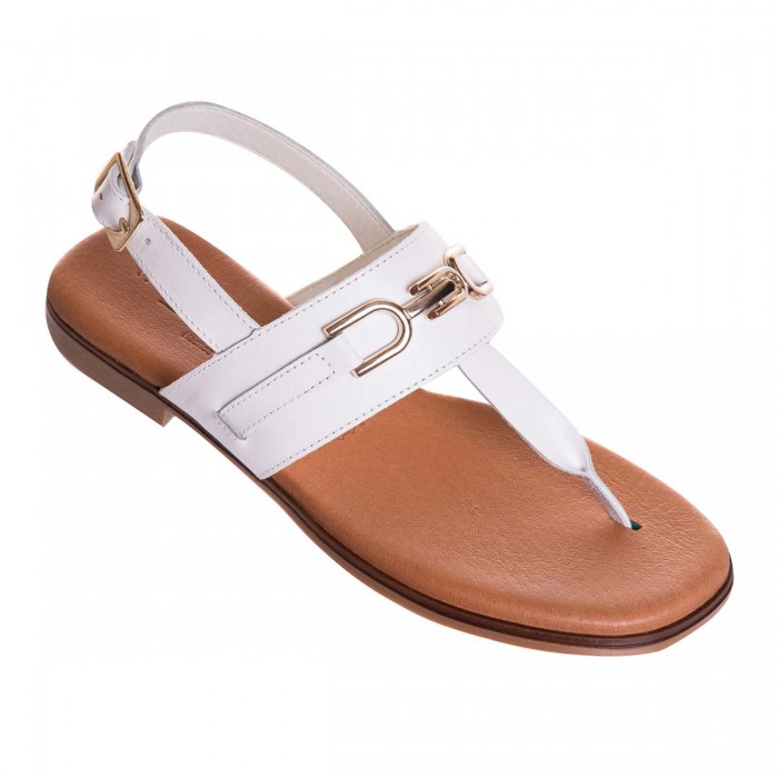 Sandale Dama Albe din Piele Naturala - Akara
