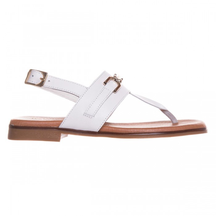 Sandale Dama Albe din Piele Naturala - Akara