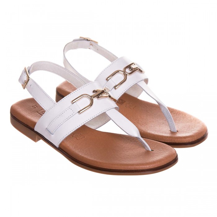 Sandale Dama Albe din Piele Naturala - Akara