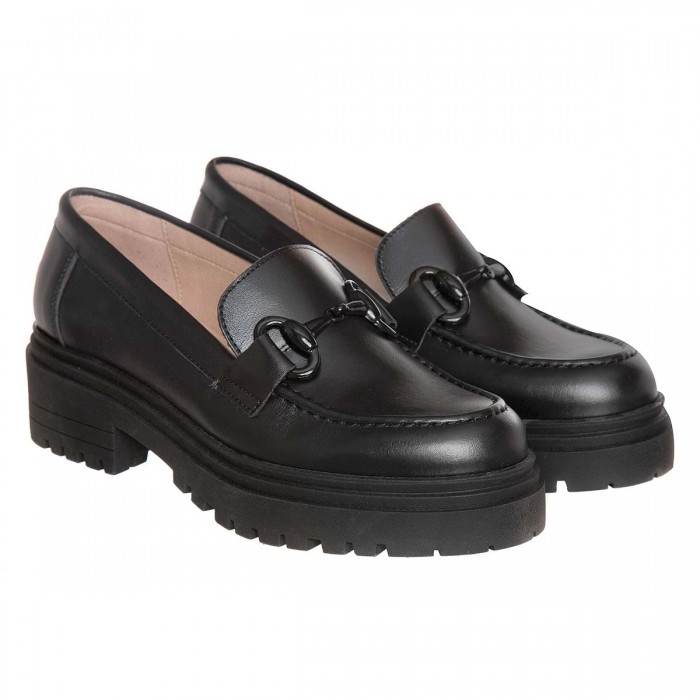 Pantofi Dama Loafers Piele Neagra - Opali