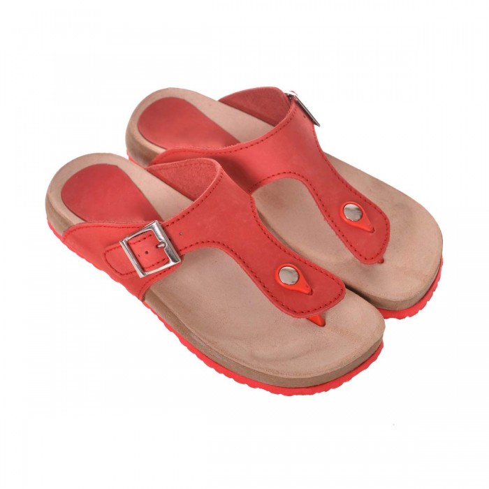 Sandale Dama tip Papuc Piele Naturala Rosie - Alida