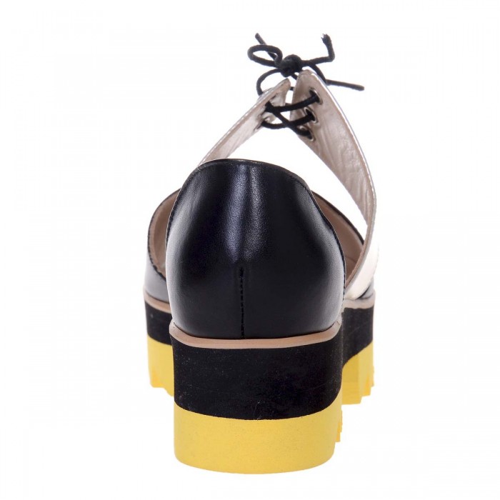 Balerini Decupati din Piele Negru si Auriu - Cod L61