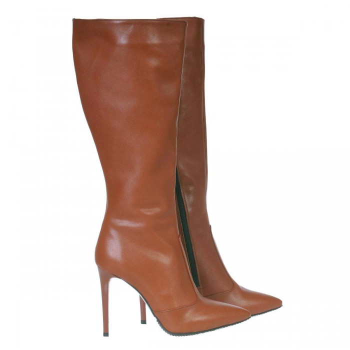 Cizme Stiletto din Piele Naturala Maro Deschis - Cod C239